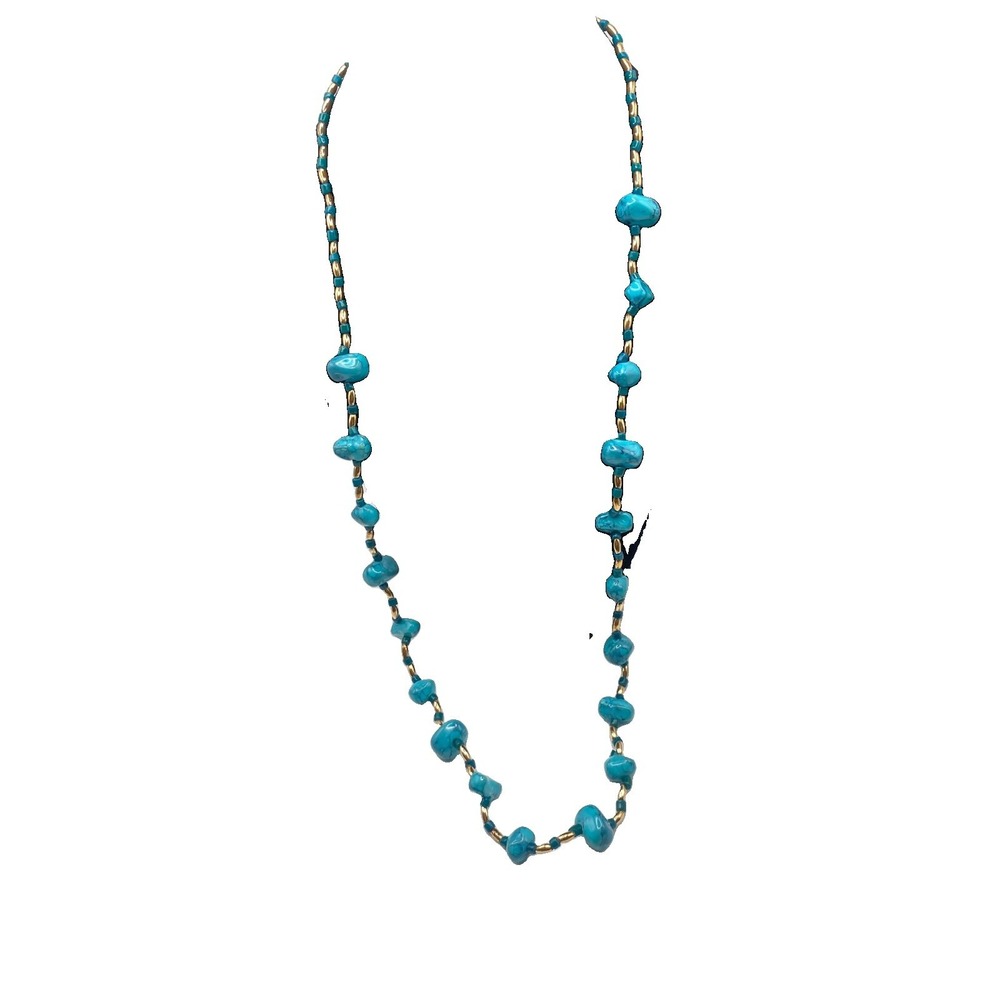 Vintage Southwestern Style Station Necklace Freeform Turquoise Like Beads - Picture 3 of 3